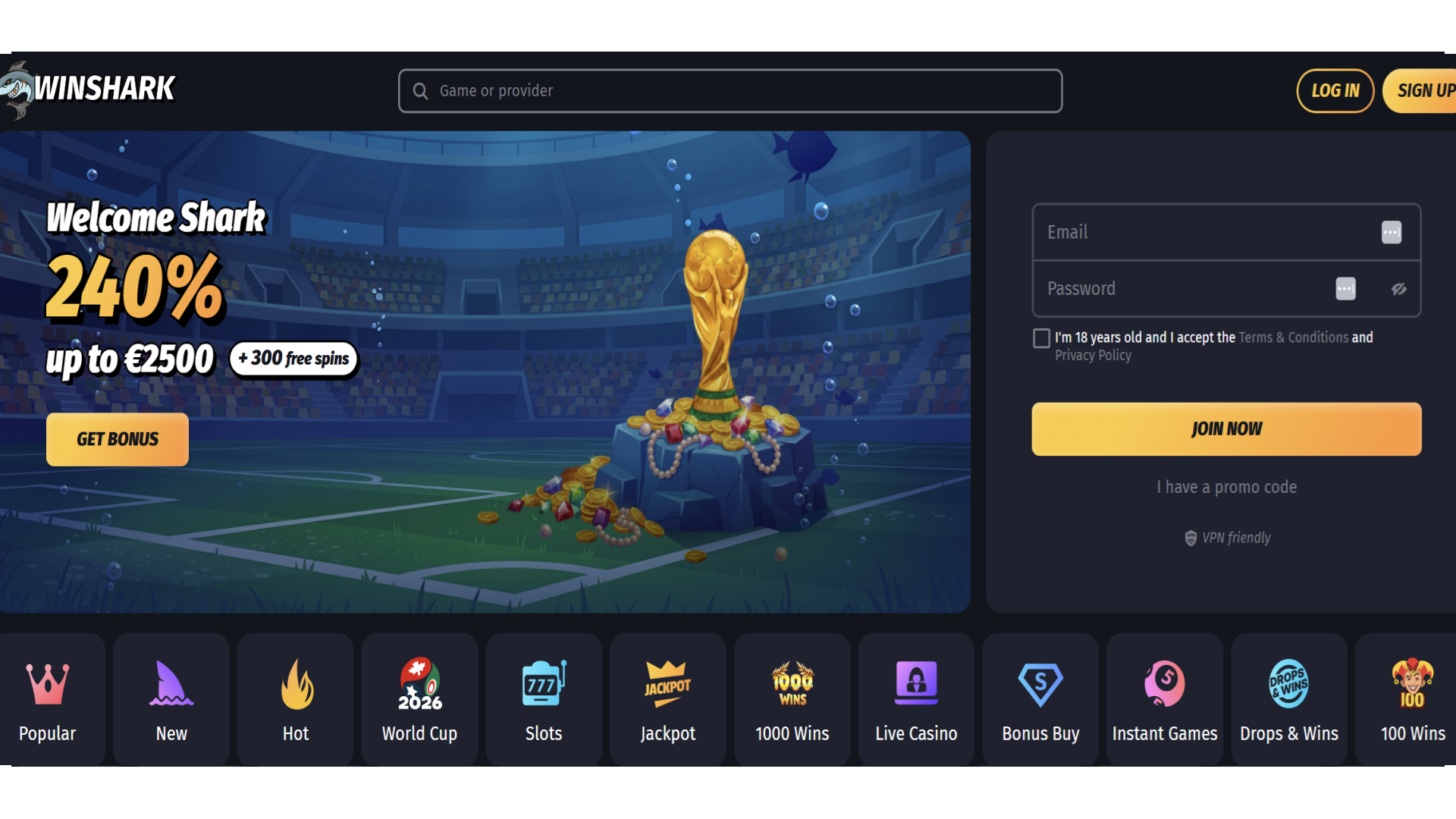 Winshark Casino Website